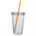 Clear Tumbler with Orange Straw